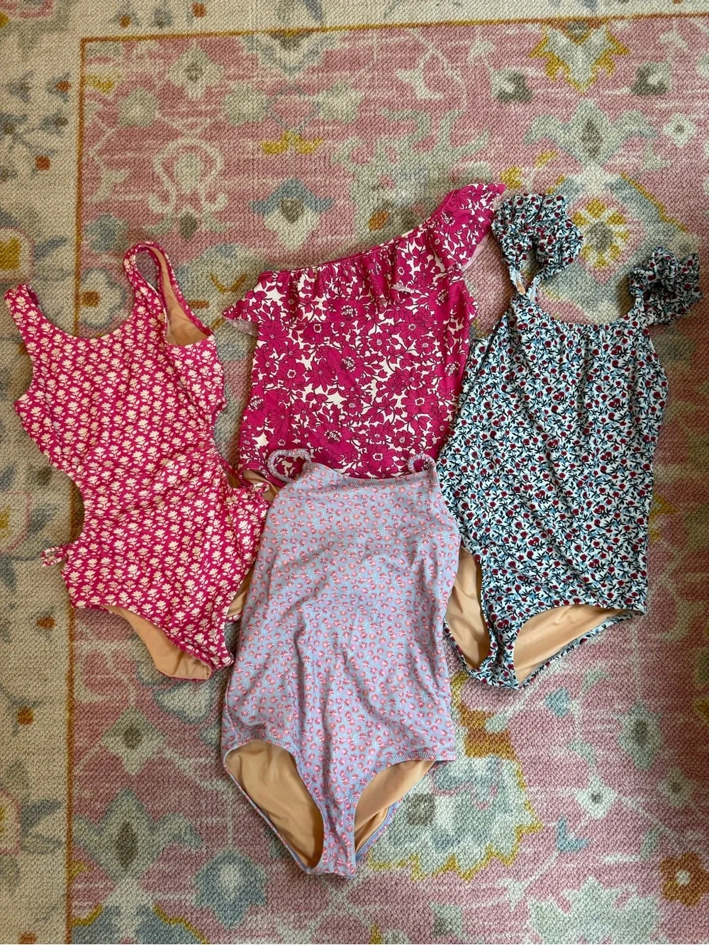 Lot of 4 J.Crew Crewcuts Girls 10 One Piece Swimsuits